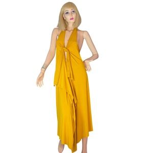 Simple Yellow Multiway Convertible halter‎ Coverup Dress Skirt Boho Resortwear
